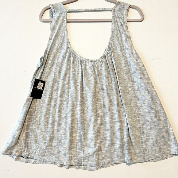 𝅺LUCKY Brand Boho flowy Tank Top SMALL Pleated in Allure gray sleeveless NEW - Picture 1 of 11